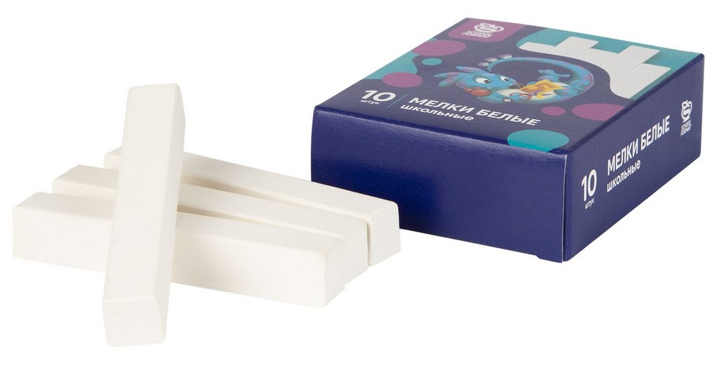 Мел школьный белый  10шт. Schoolformat, мягкий, квадратные