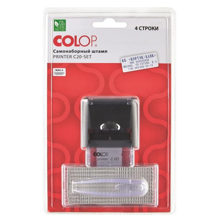 Штамп самонаборный  4 стр 38х14 мм 1 касса Colop, черный корпус