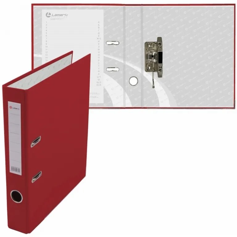 Папка-регистратор А4 50мм Lamark пл. карман на торце, метал. окантовка красная