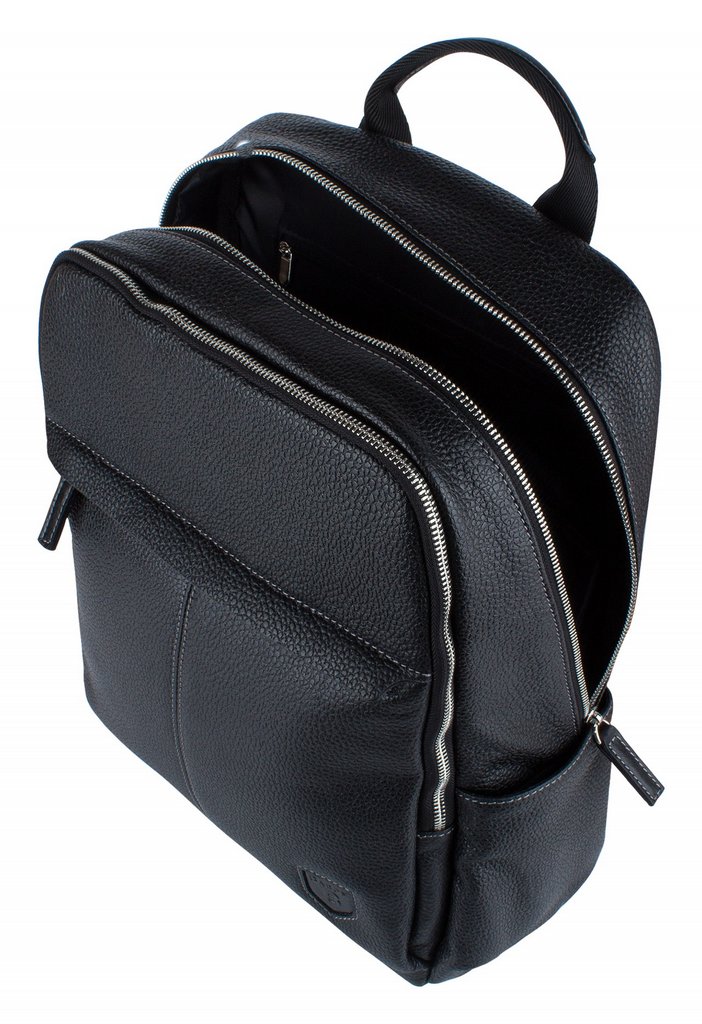 Рюкзак молодежный мужской  Baron натуральная кожа 28*40*12см, черный