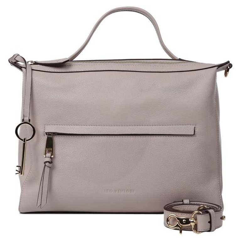 Сумка женская LEO VENTONI 34*24,5*12,5см, нат. кожа, серый