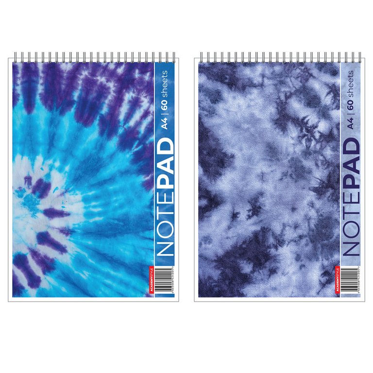 Блокнот А4  60л., 210*297 мм, "Tie dye" жесткая подложка, клетка