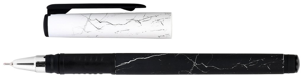 Ручка шариковая с рис. масляная LOREX "B&W MARBLE Double Soft" синяя 0,7мм (линия 0,35мм) игольч.