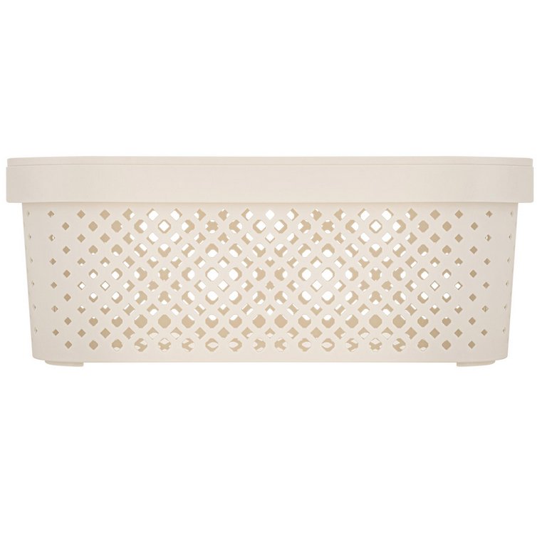 Корзина для хранения пластик. 10л. с крышкой 36*27*13 см цв. молочный туман