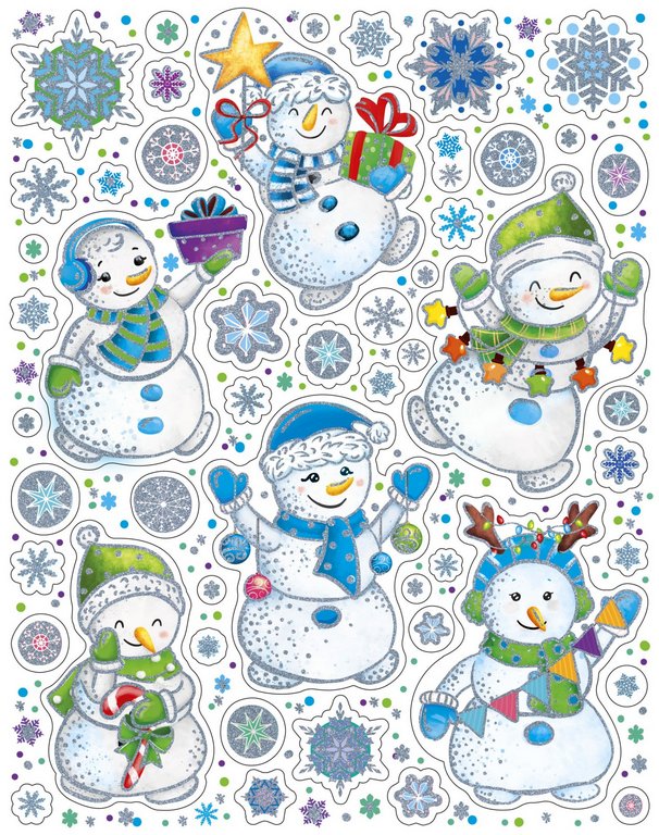 Украшение оконное "Снежная вечеринка" 30х38см