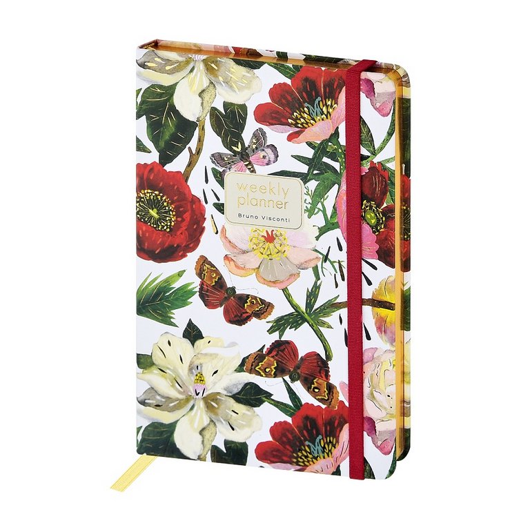 Еженедельник без дат 142*215 мм Bruno Visconti "Flora. Пионы" тв. обл. на резинке
