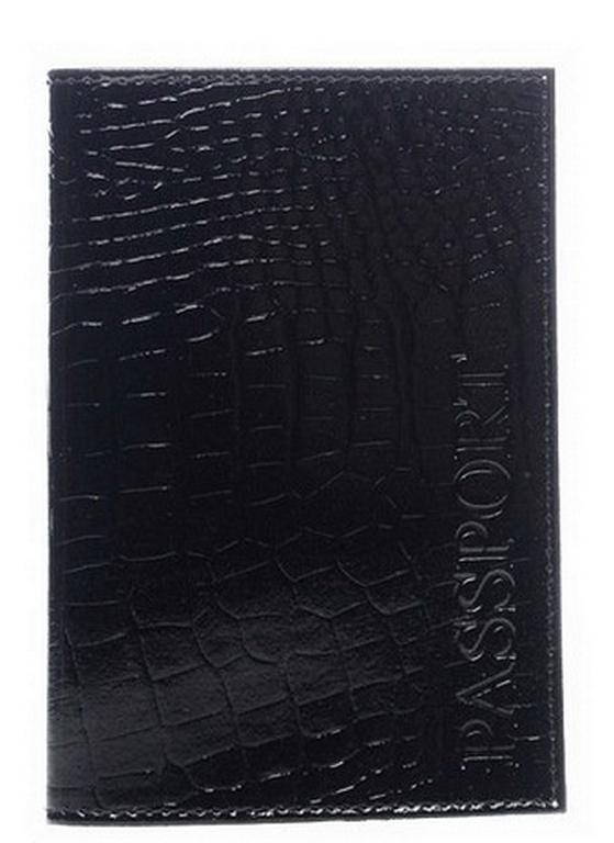 Обложка для паспорта Faetano "Геккон" нат. кожа, черная