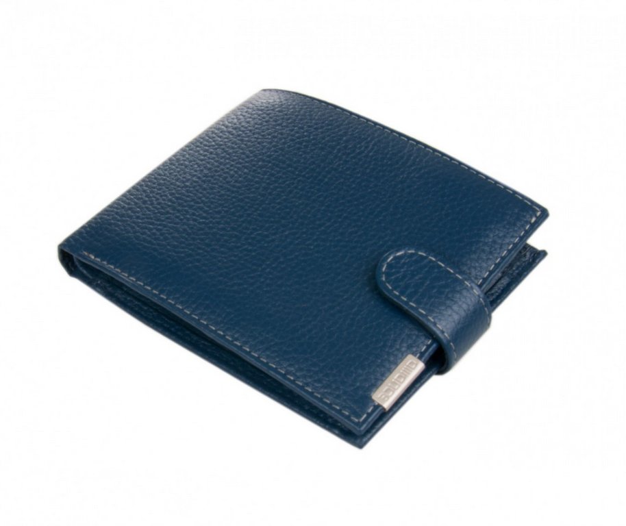 Портмоне Alliance "Baron" 12х10см нат. кожа, на кнопке, цвет синий