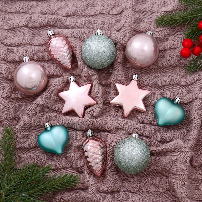 Набор украшений из пластика "Джоан" 10 шт/уп, цв. розово-зелёный