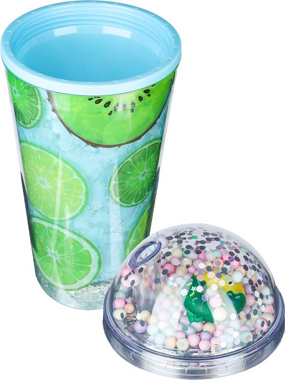 Стакан с трубочкой и крышкой 450мл "Вкус лета"