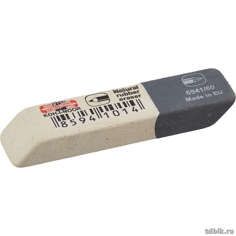 Ластик KOH-I-NOOR 50х14х8 мм комбинированный бел/син для графита, чернил, туши, печатн. машинок