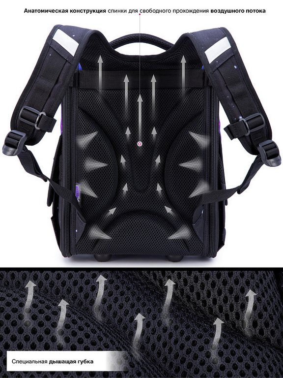 Ранец для девочки SkyName "Единорог" (брелок мишка) 26*34*14см