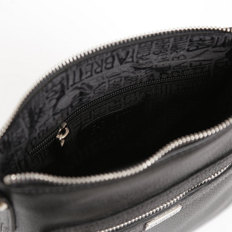 Сумка мужская FABRETTI 19*21*3,5, нат. кожа, черный