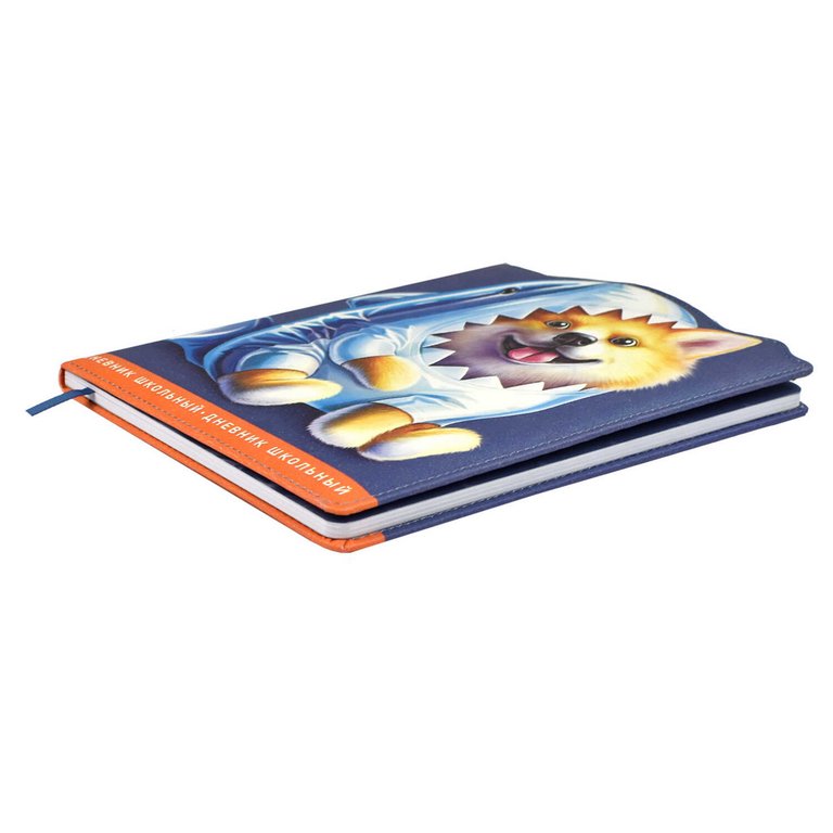 Дневник школьный твердая обложка с поролоном, кожзам, "ШИБАИНУ В КОСТЮМЕ АКУЛЫ" 48л.