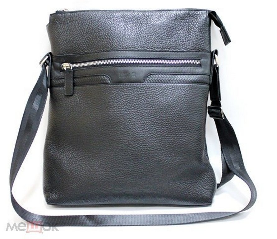 Сумка мужская D.Morelli малая, нат. кожа, на плечевом ремне, фл.черный