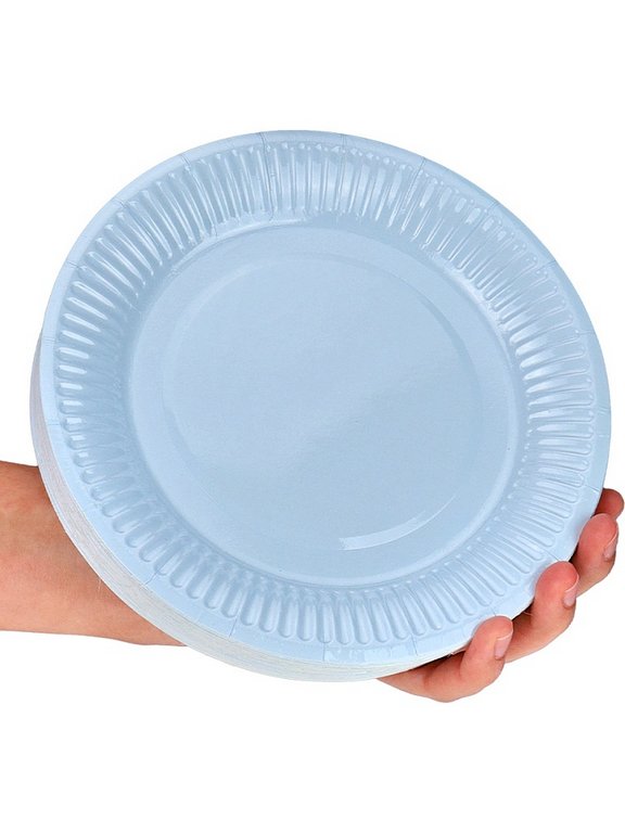 Тарелка картон d180 50 шт/уп, цв. голубой