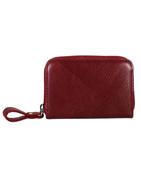 Портмоне D.Morelli женское "Verita " на молнии, нат.кожа, красное, 12,5*7,5*2 см