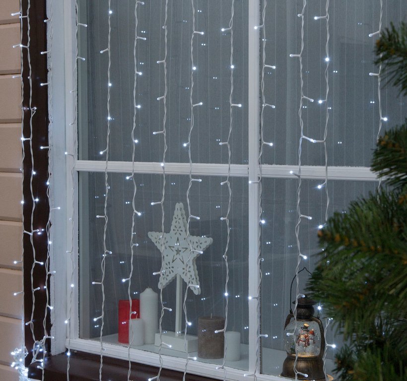 Гирлянда уличная Занавес 2*3м, 760 белых ламп, белый провод (от -30 до +35 °С) монтаж до -10°С