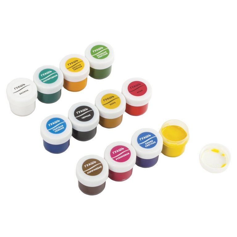 Гуашь 12 цв. по 20 мл ЛУЧ "Классика" блок-тара в пенале