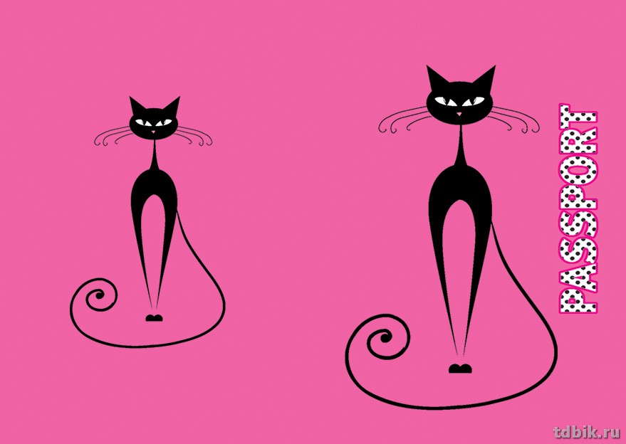 Обложка для паспорта "Кошка на розовом" ПВХ  13,2*18,6