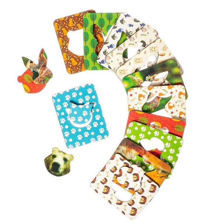 Игра обучающая  Формы Доски Сегена "Животные", набор 18 шт (дерево) WOODLENDTOYS