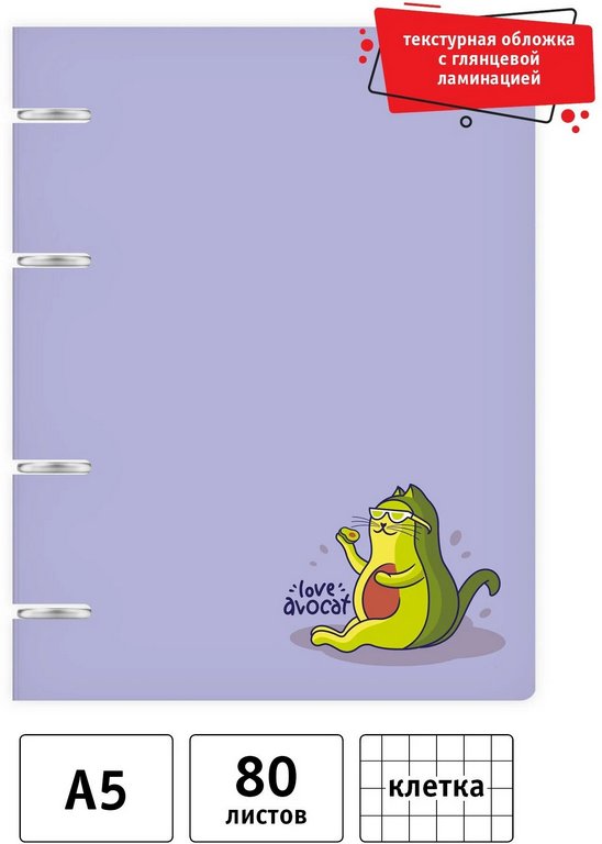 Тетрадь 80 лист кл. А5 на кольцах "Авакотэ"