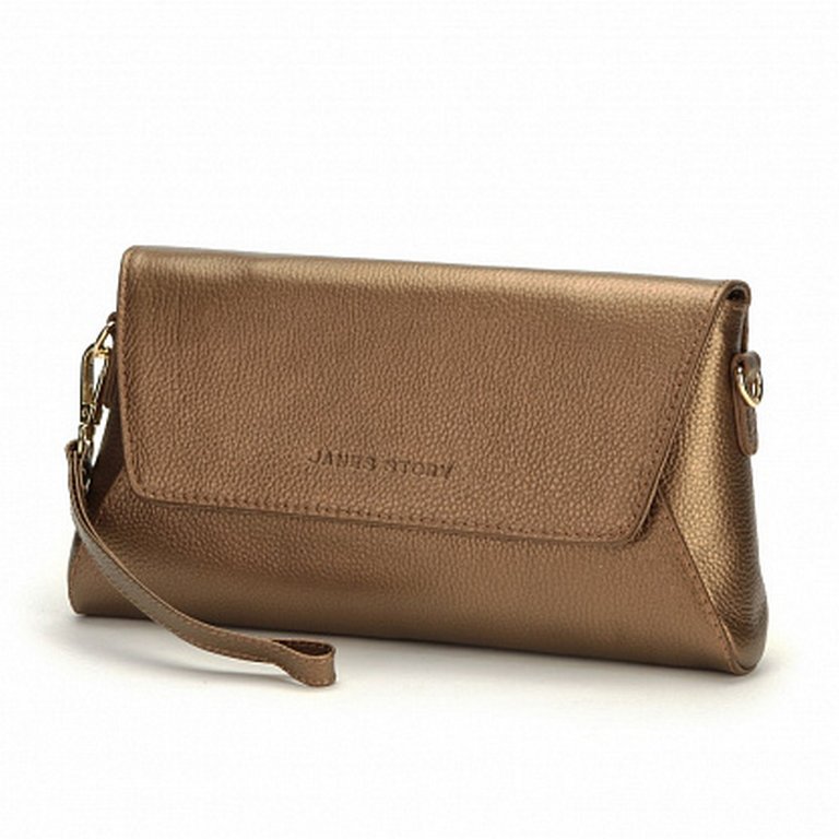 Сумка женская Jane's Story 26х14х3см, нат.кожа, бронзовая