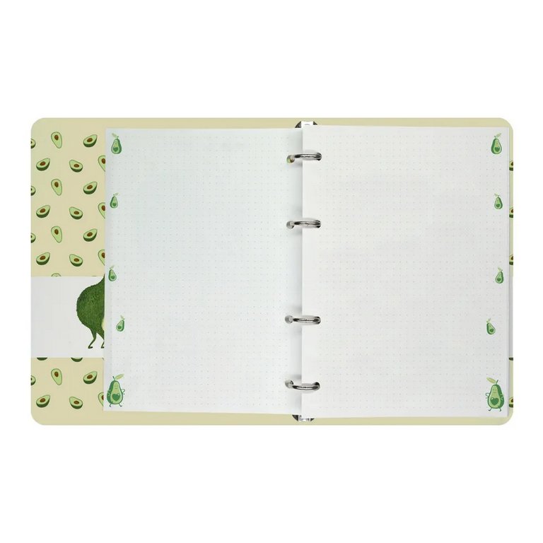 Тетрадь 80 лист кл. А5 на кольцах со сменным блоком "АВОКАДО И ПОНЧИК"