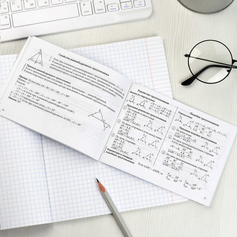 Шпаргалка для подготовки к экзаменам "Геометрия" (ОГЭ, ЕГЭ, ВПР) 32л 140*100мм