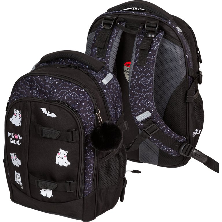 Рюкзак школьный для девочки deVENTE "Ergo. Ghost Meow" 39*28*20 см, черный
