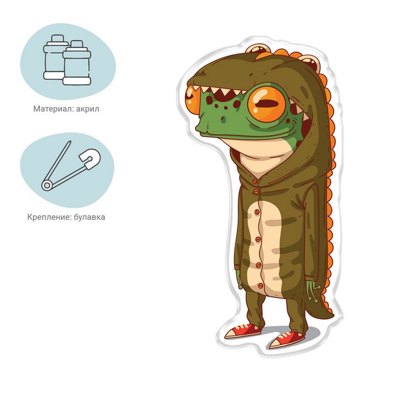 Значок акрил "Frogodile" MESHU, 2,0*3,6см