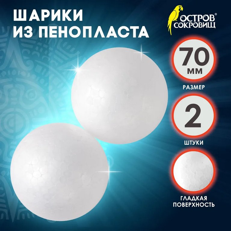 Фигурка для поделок из пенопласта Шар  7см (2шт/уп) ОСТРОВ СОКРОВИЩ