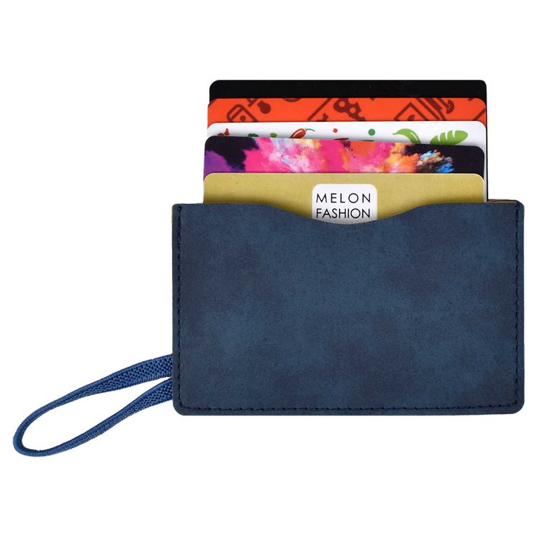 Карман для кредитных, дисконтных карт, пропусков, синий 2 отделения, кожзам