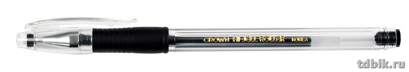 Ручка гелевая Crown резин. упор 0,5мм черная (стерж.138мм, линия 0,35мм)