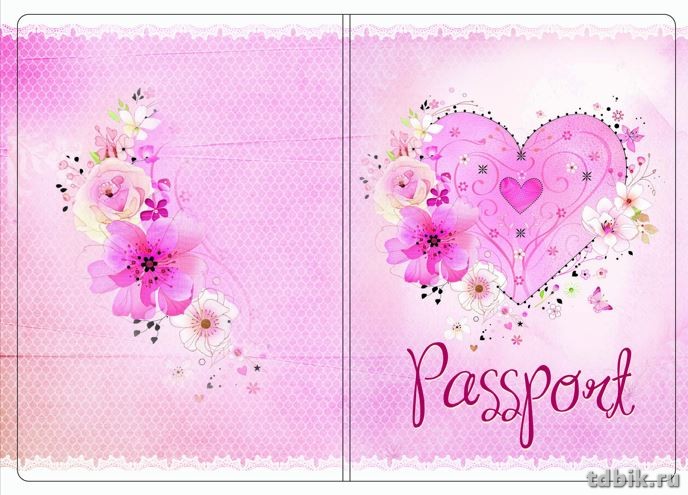 Обложка для паспорта "Валентинка"  ПВХ, экон. 13,2*18,6