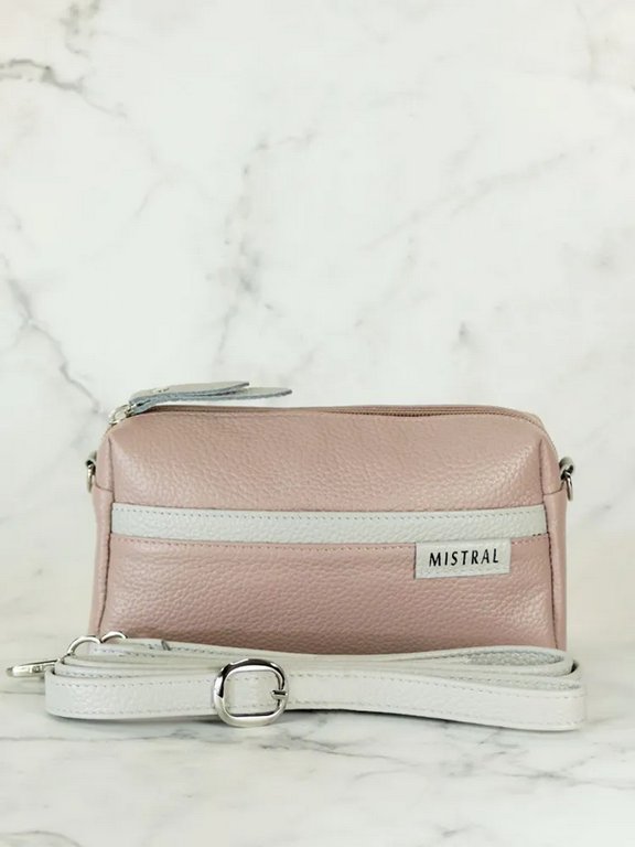 Сумка женская Mistral малая, цвет пепельно/розовый, кожа