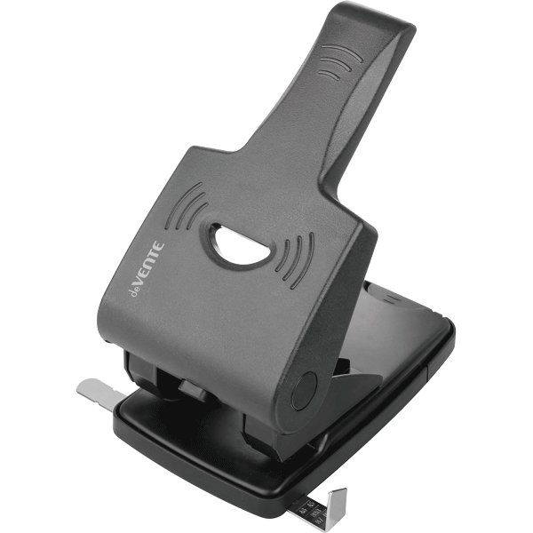 Дырокол до 65л пластик, deVENTE, с линейкой цв.черный