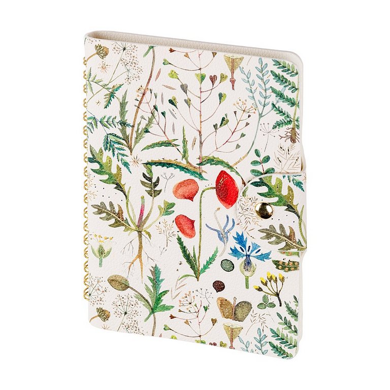 Ежедневник без дат 130*175 мм Bruno Visconti "Flora. Луговые травы" гибк. обл., иск. кожа на кнопке