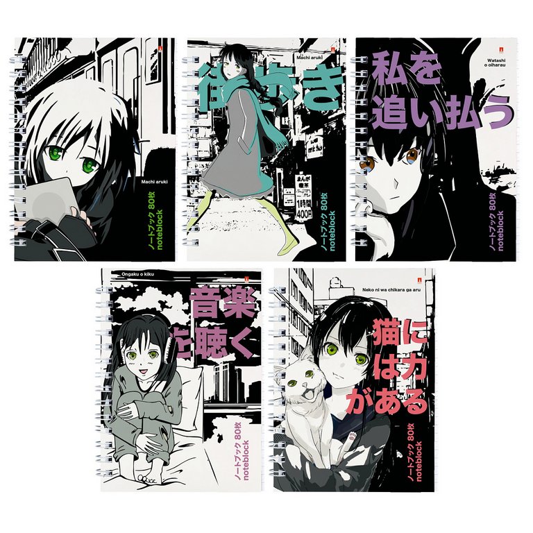 Бизнес-блокнот А6  80л., 100*134 мм, Альт "MANGA ANIME.CITY" 5 видов