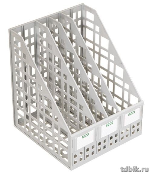 Лоток вертикальный 4-х секцион. разборный, серый Стамм