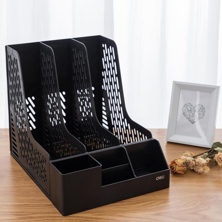 Лоток вертикальный 3 отделения по 40мм + органайзер Deli