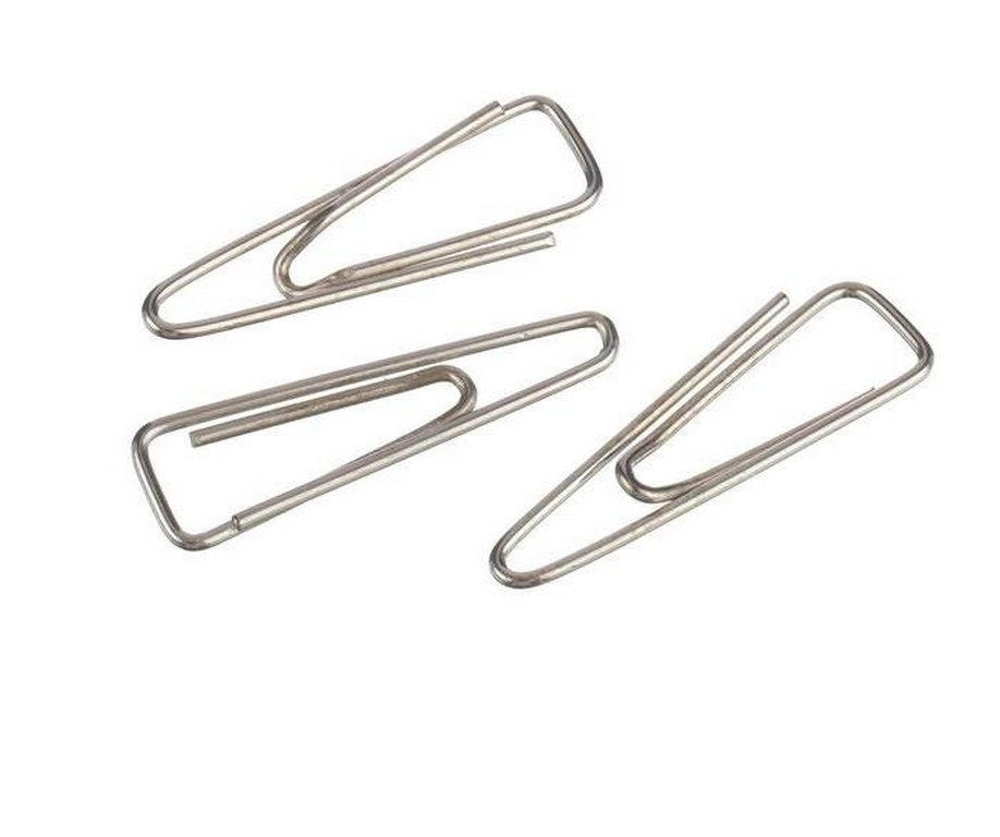 Скрепки 31 мм 100 шт/уп никелированные треугольные с загнутым краем