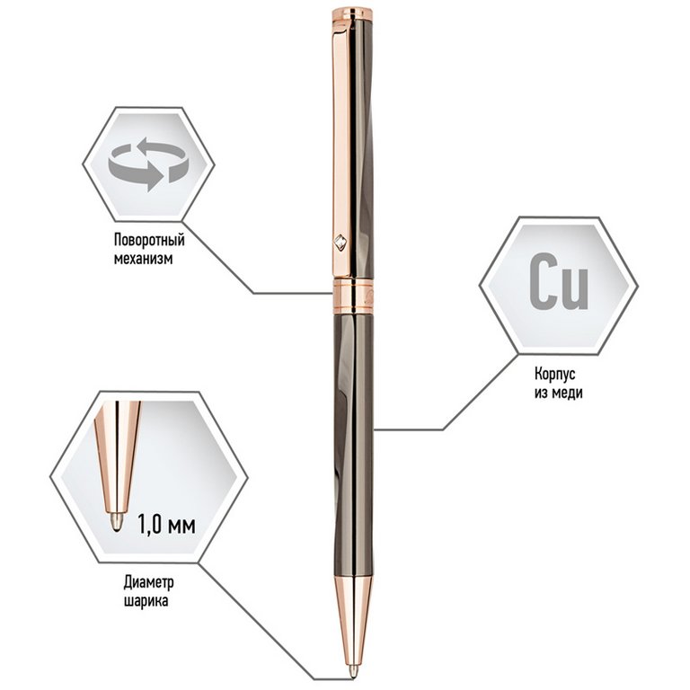 Ручка шариковая Delucci "Sole" метал. корпус, синяя 1,0мм (стерж.98мм тип Parker)