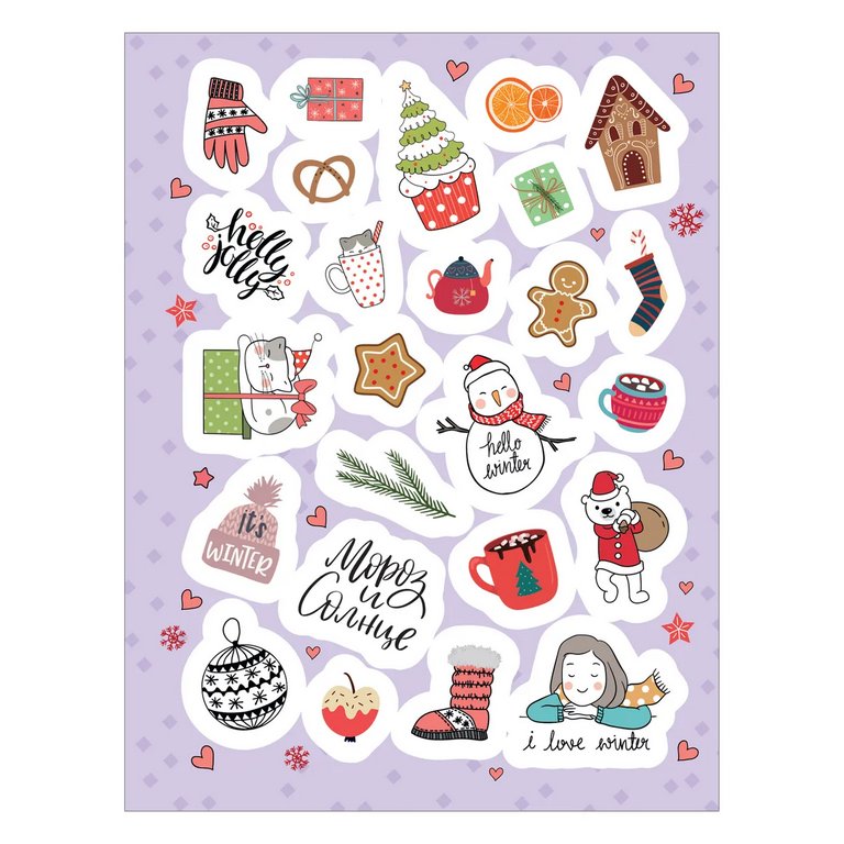 Набор наклеек 100 шт "Зимние" Росмэн