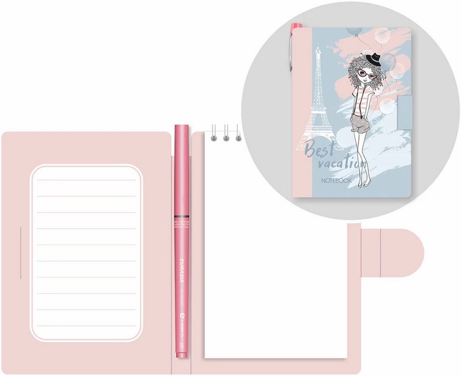 Набор подарочный "Best Vacation" тетрадь 80л., блокнот с ручкой, косметичка, Lamark