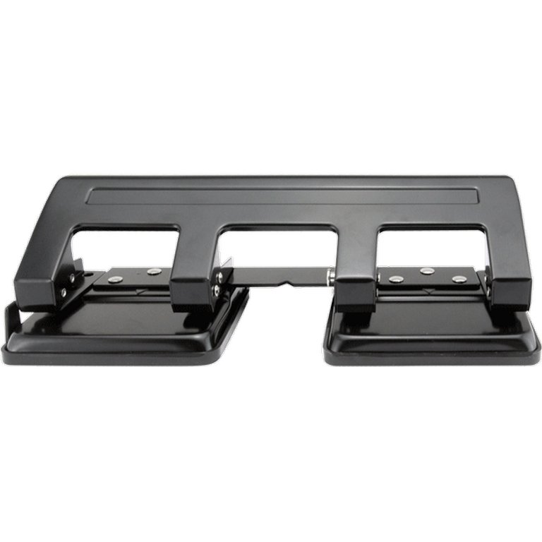 Дырокол на 4 отверстия до 20л метал. Attomex, с линейкой, черный