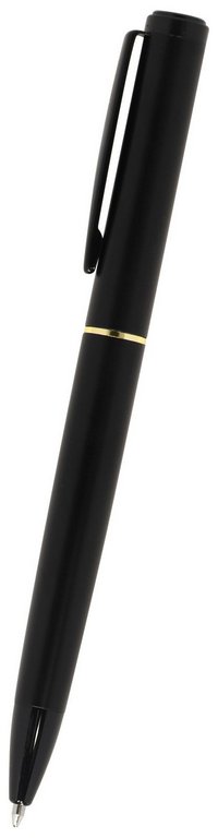 Ручка шариковая Manzoni " Rimini" корп. мет. черн. золот., кожзам футл, син 1мм (ст.98мм тип Parker)