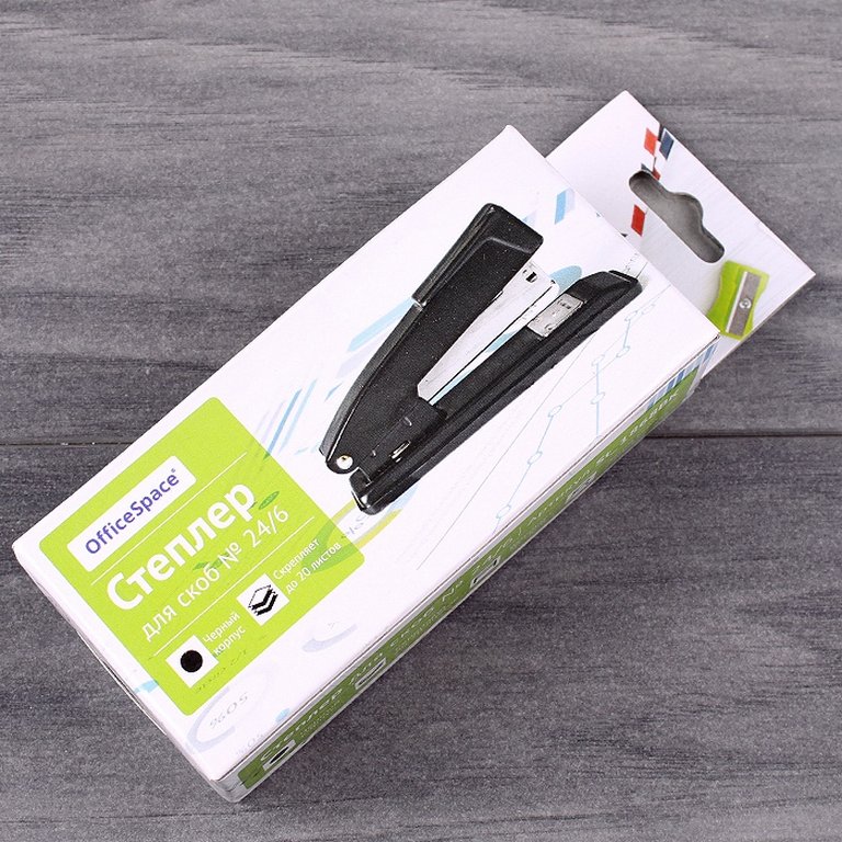 Степлер 24/6 до 20л металлический, Ofice Space черный