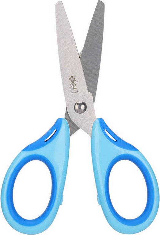 Ножницы 135 мм детские закругленные лезвия, рукоятка с резин. встав. Deli Neon, ассорти