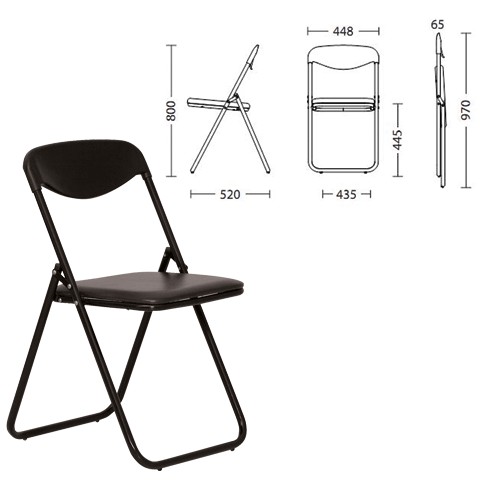 Стул для посетителей складной Jack Black (кож.зам черный)